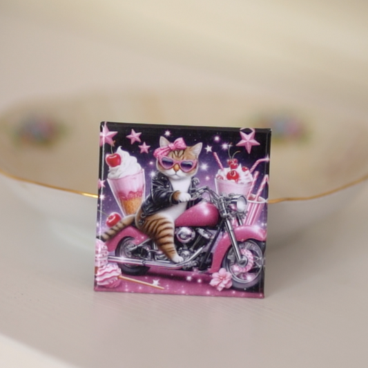 Magnet - Sahnekatze auf Motorrad